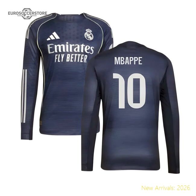 First-class 2025-2026 Real Madrid Authentic Long Sleeve Away Jersey