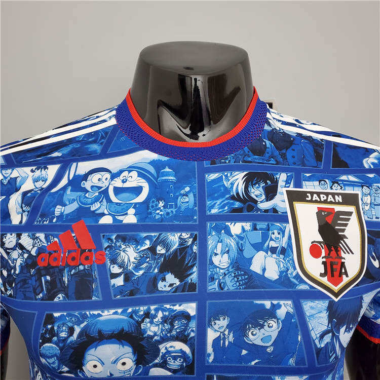 Japan 2021 Cartoon Version Blue Soccer Jersey Football Shirt Player