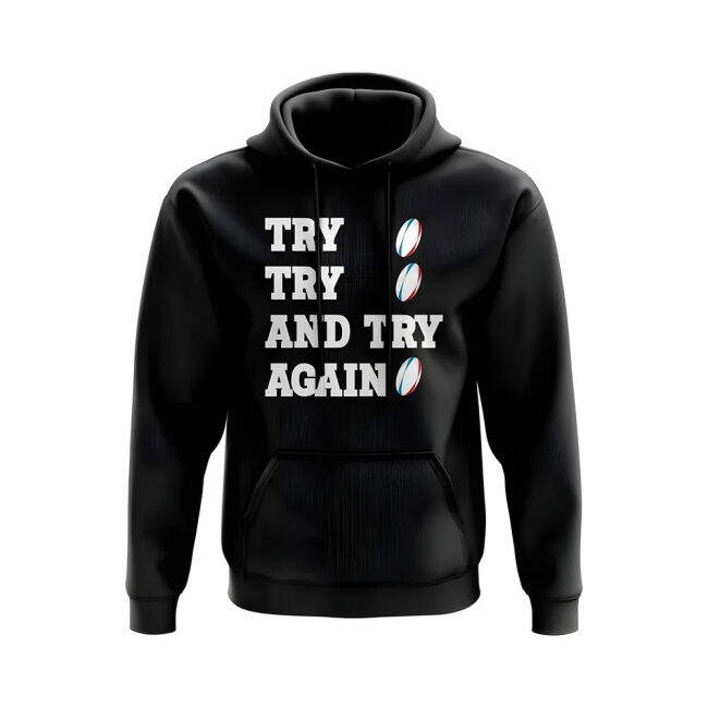 Quality Try, Try & Try Again Hoody (Black) Soccer Cup Team