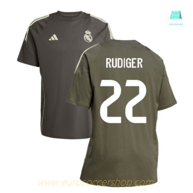 2025-2026 Real Madrid Training Tee (Utility Grey) (Rudiger 22)
