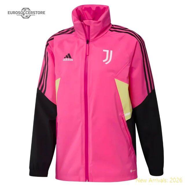 Outstanding 2022-2023 Juve Rain Hooded Jacket (pink) - Supporter Edition