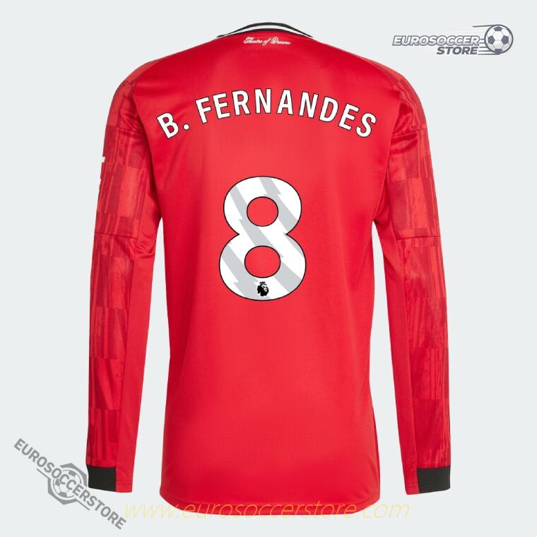 Manchester United 25-26 Home Long Sleeve B. FERNANDES 8 Football Jersey