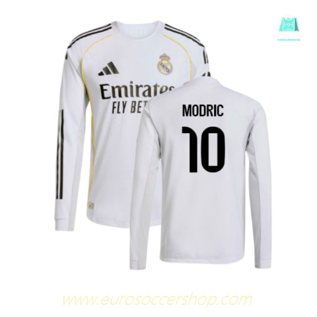 2025-2026 Real Madrid Authentic Long Sleeve Home Shirt (Modric 10)