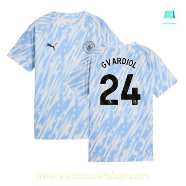 2025-2026 Man City Warm Up Jersey (Silver Sky) - Kids (Gvardiol 24)