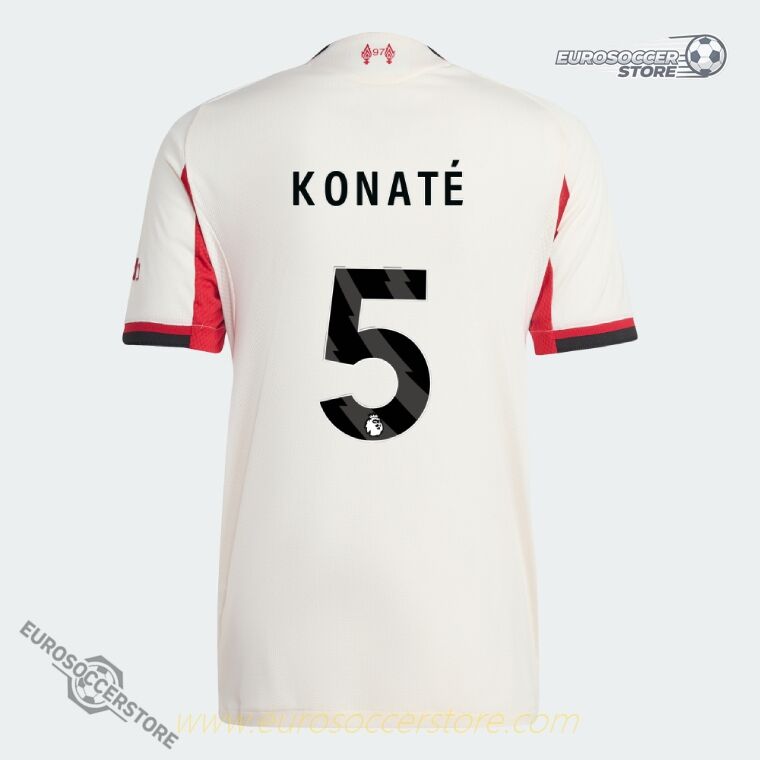 Away Jersey for Liverpool Featuring KONATÉ 5 in the 25-26 Season (Player Version)