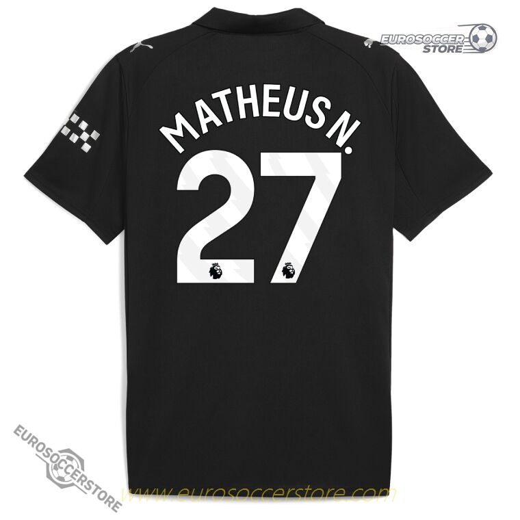 MATHEUS N.'s No. 27 Away Jersey for Manchester City in the 25-26 Season