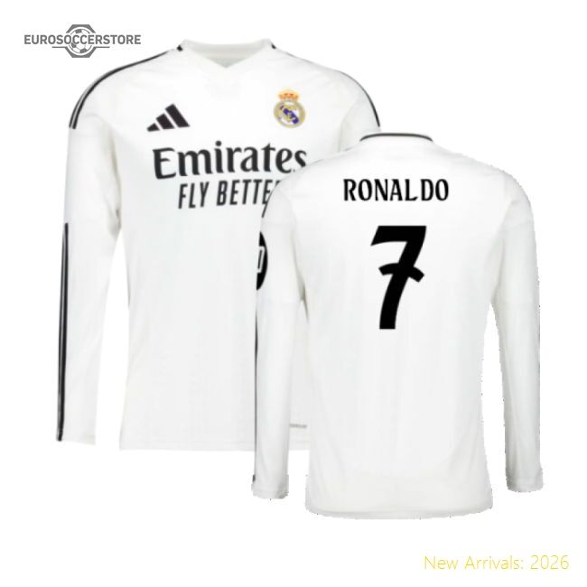 Luxury 2024-2025 Real Madrid Long Sleeve Home Kit (ronaldo 7)