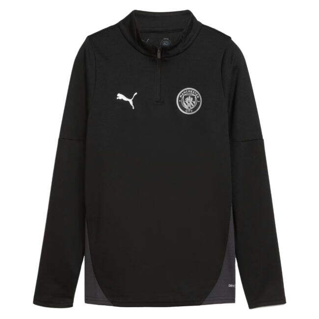 2025-2026 Man City Training 1/4 Zip Top (Black) - Kids