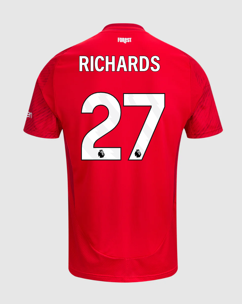 Nottingham Forest Home Richards 27 Football Jersey for the 24-25 Season