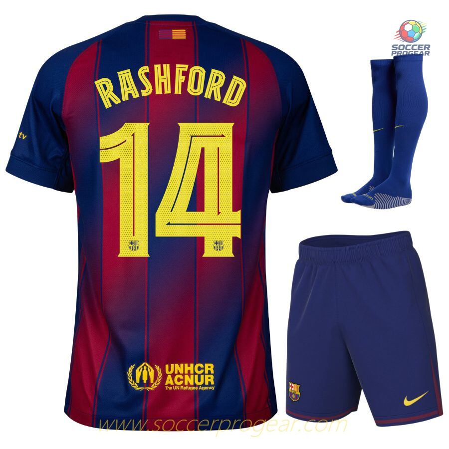 Barca Home Soccer Uniform Youth Soccer Jersey 2025-26 Edition Rashford