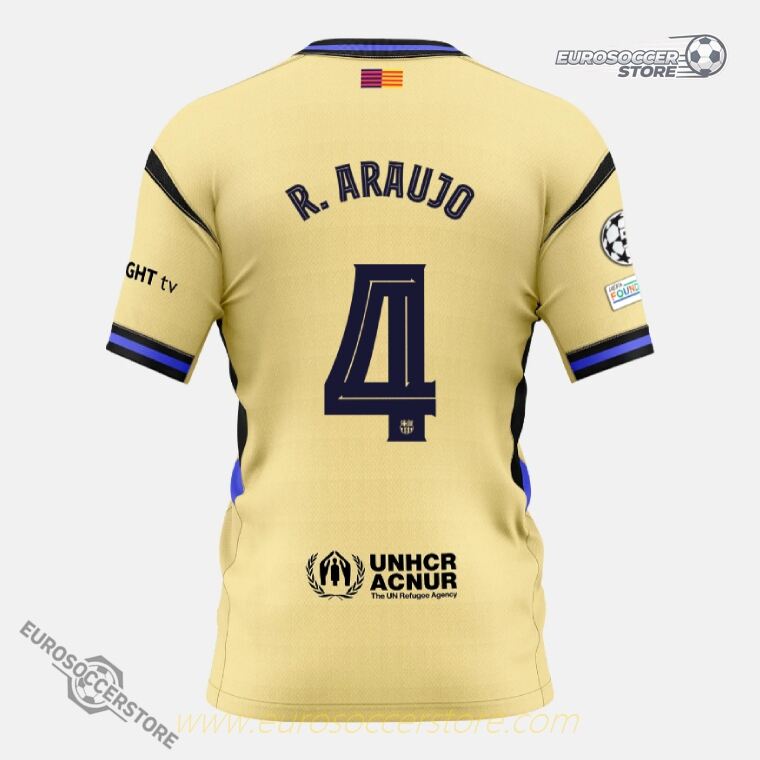 Barcelona 25-26 Season Away Champions League Jersey, Featuring R. ARAUJO with Jersey Number 4