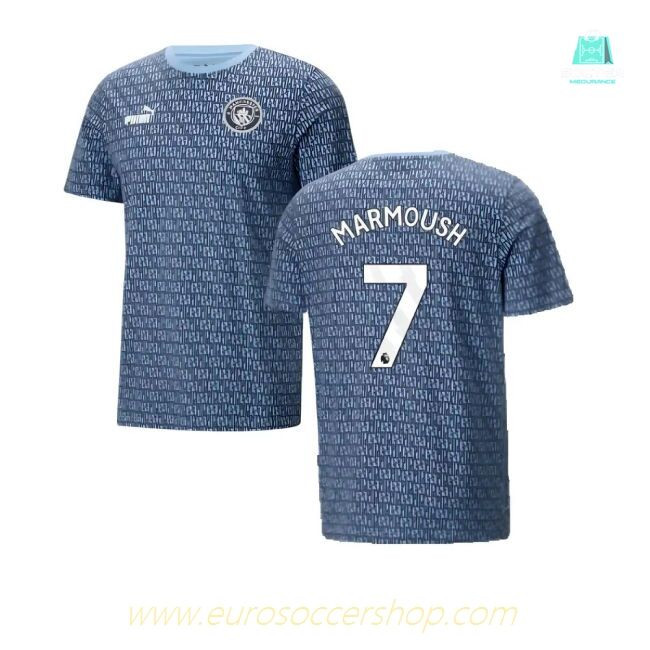 2024-2025 Man City ftblCulture Tee AOP (Navy) - Kids (Marmoush 7)