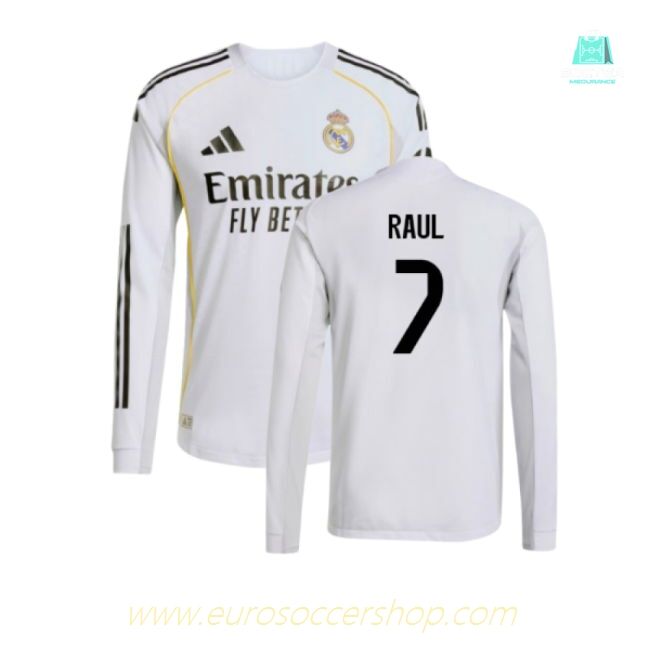 2025-2026 Real Madrid Authentic Long Sleeve Home Shirt (Raul 7)