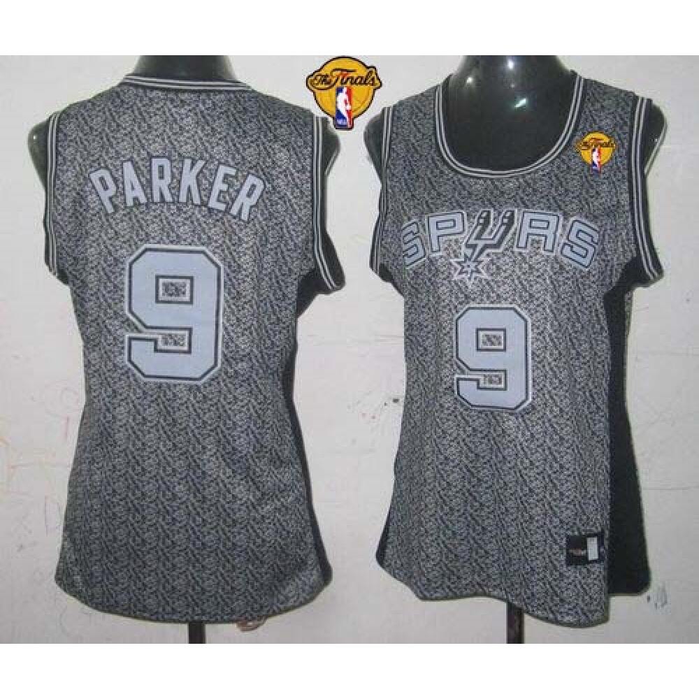 Spurs #9 Tony Parker Grey With Finals Patch Women's Static Fashion Stitched NBA Jersey