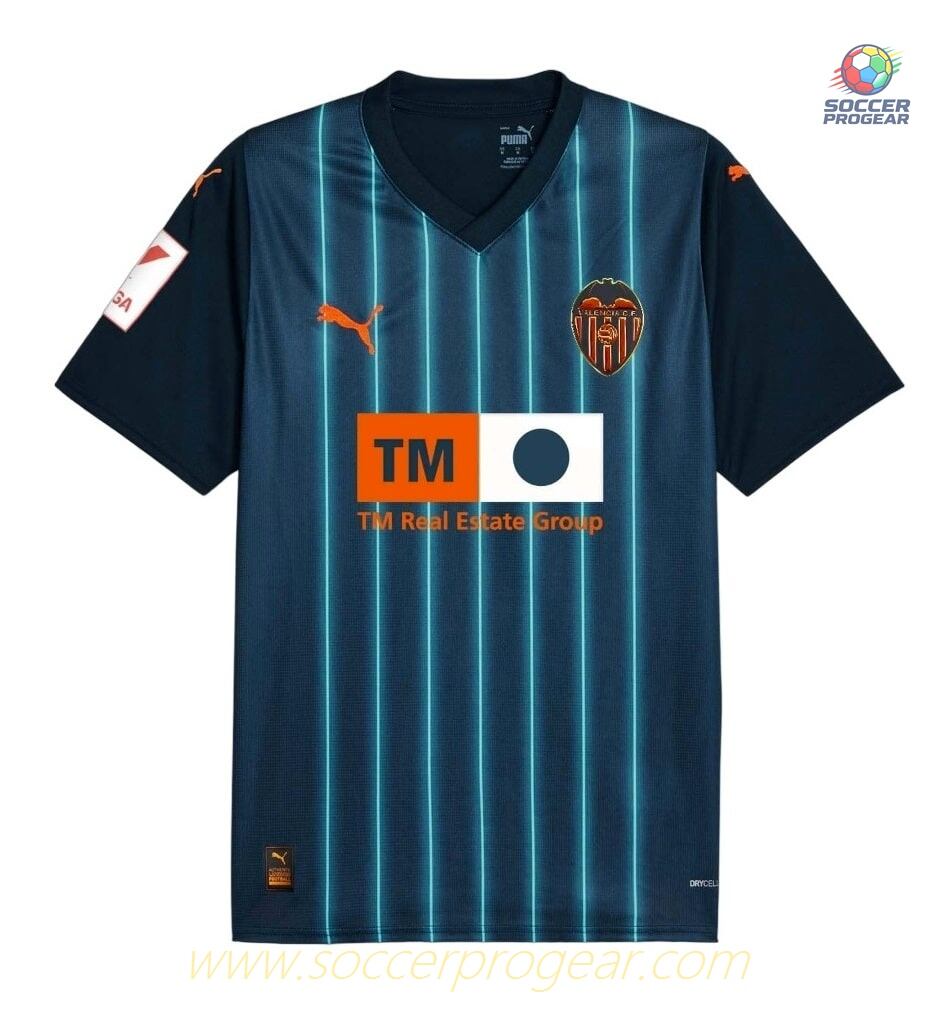 Valencia FC Away Youth Soccer Uniform Team Shirt 2023 2024