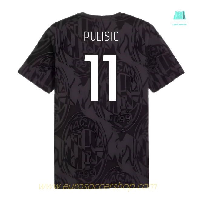 2024-2025 AC Milan ftblCulture Tee AOP (Black) (Pulisic 11)