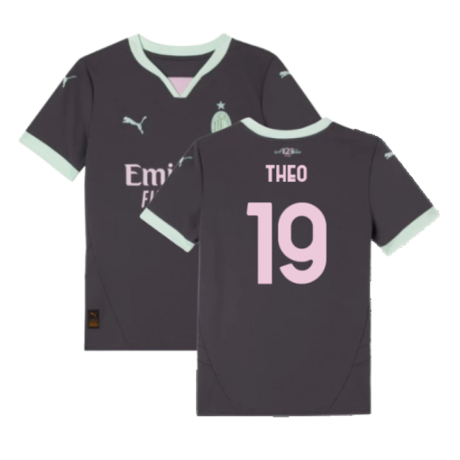 Proud Acm Ac Milan Third Shirt Kids Theo #19 Authentic Design Upda...