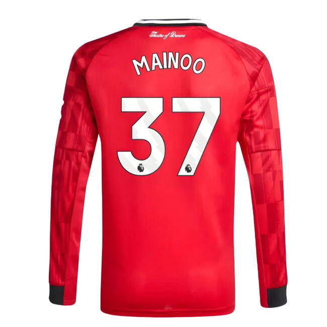 classic 2025-2026 Man Utd Long Sleeve Home Shirt (Kids) (Mainoo 37)