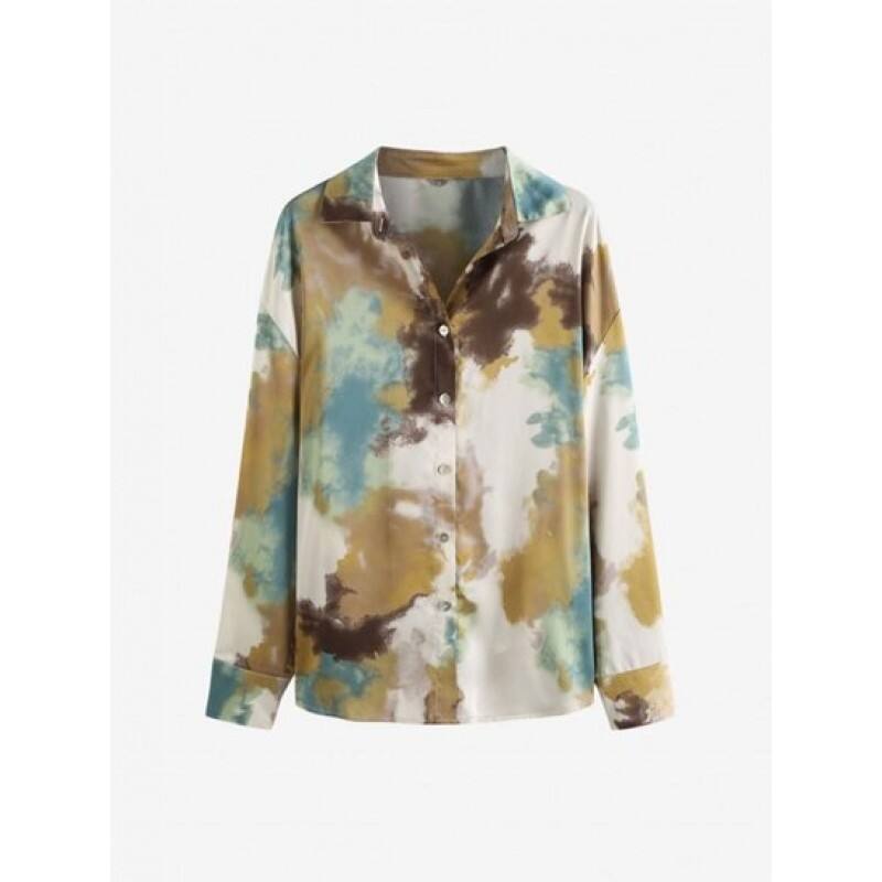 Loose Tie Dye Button Down Shirt GT9042