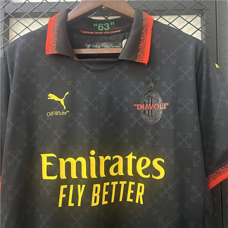 AC Milan X Off-White Shirt 2025 - Black - Official Replica 10033