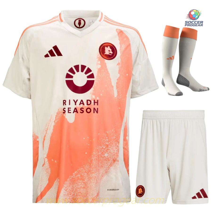 AS Roma Away Children Jersey Set Team Jersey 2024-2025 Season