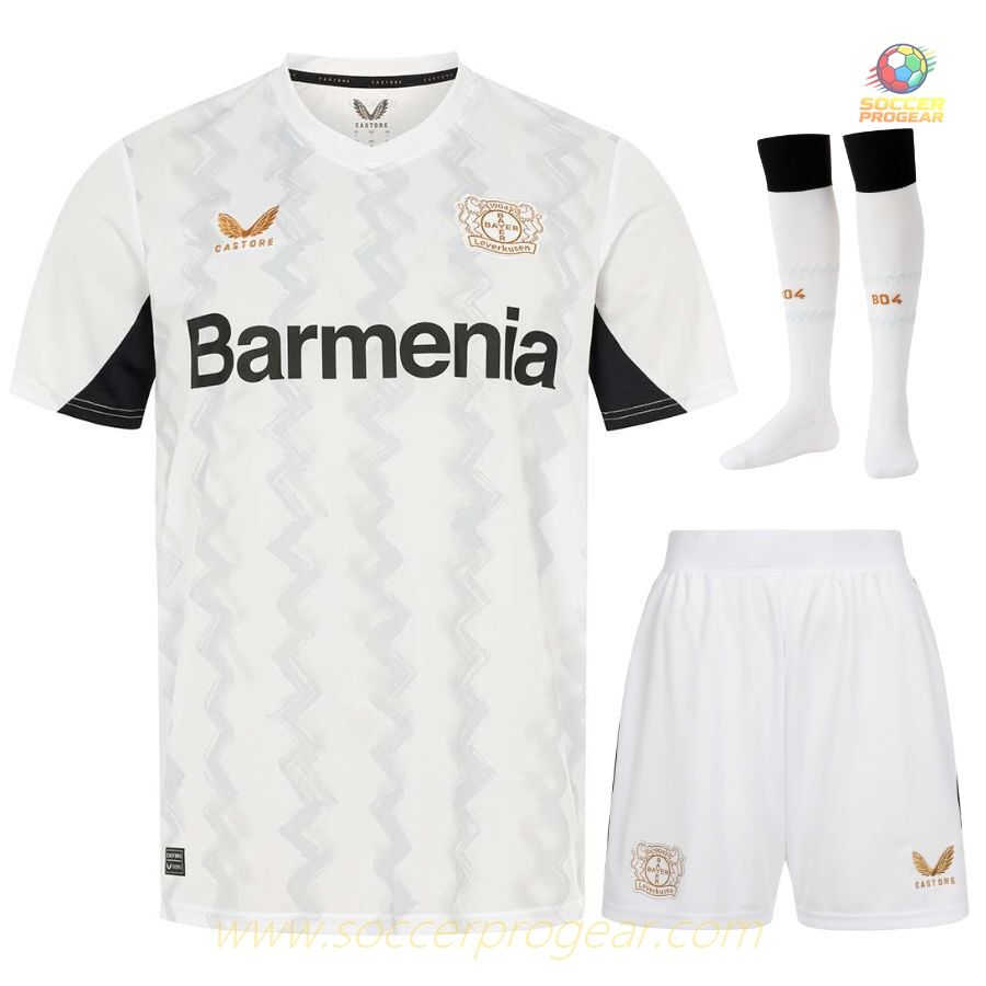 Team Jersey Soccer Uniform Youth Leverkusen Away 2024-2025 Season