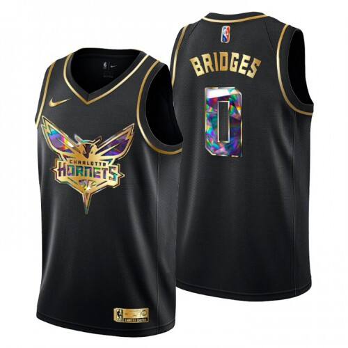 Charlotte Charlotte Hornets #0 Miles Bridges Mens Golden Edition Diamond Logo 2021/22 Swingman Jersey ¨C Black Mens