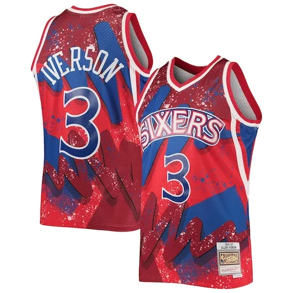 Durable Allen Iverson PHI Swingman Jersey - Red - Licensed Product