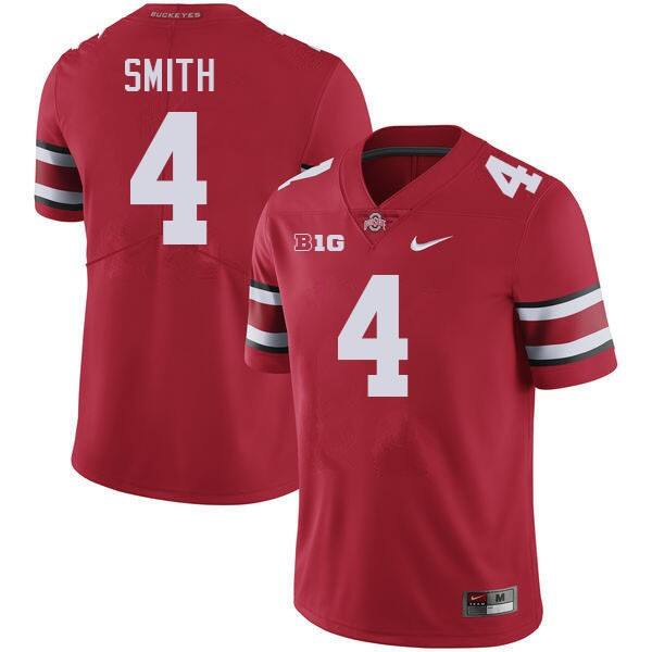 Men Ohio State Buckeyes #4 Jeremiah Smith Red Nike Stitch Jersey