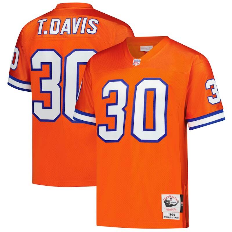 None Terrell Davis Denver Broncos Powerful Replica Jersey Game Day Wea