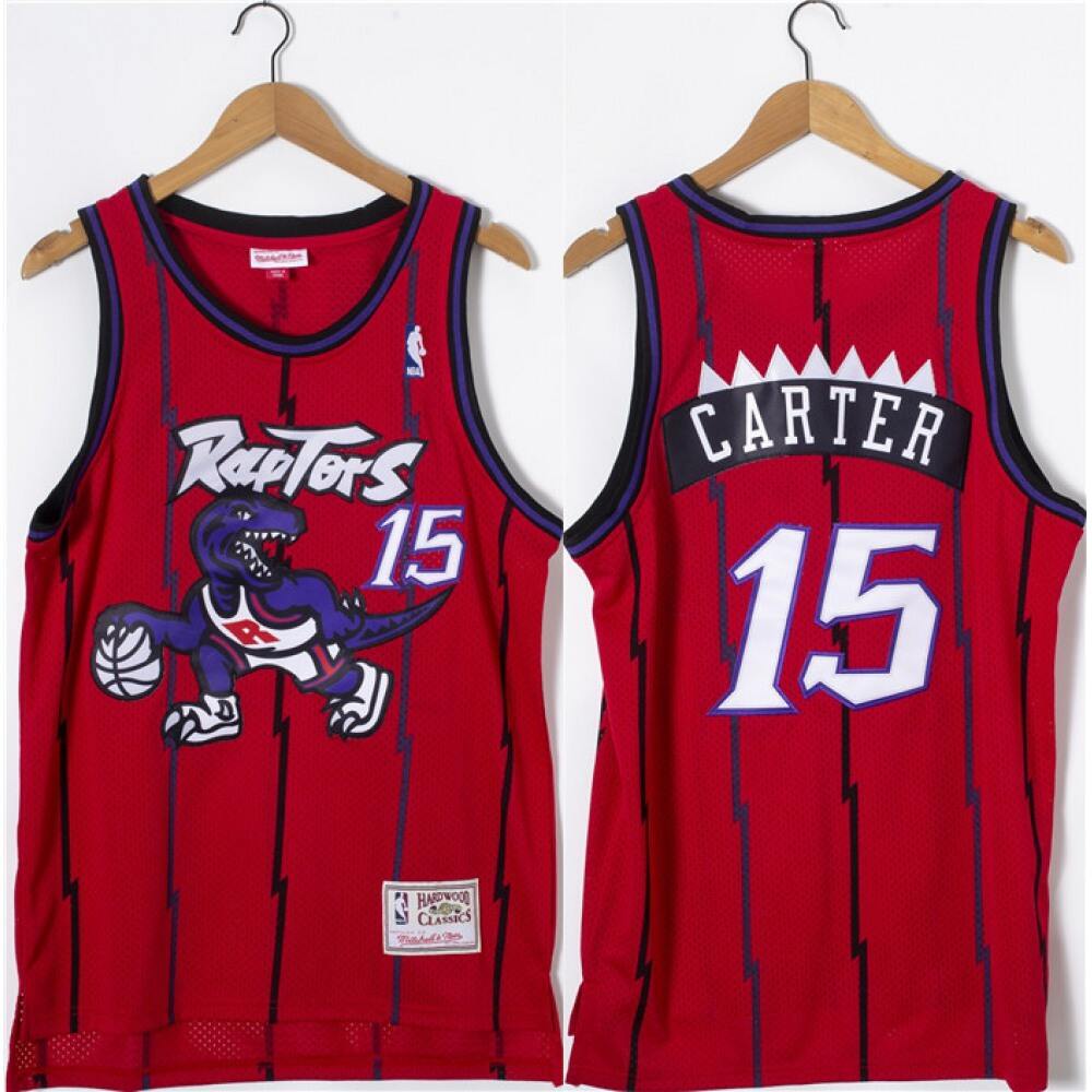 Men's Toronto Raptors #15 Vince Carter Red Throwback Stitched Jersey