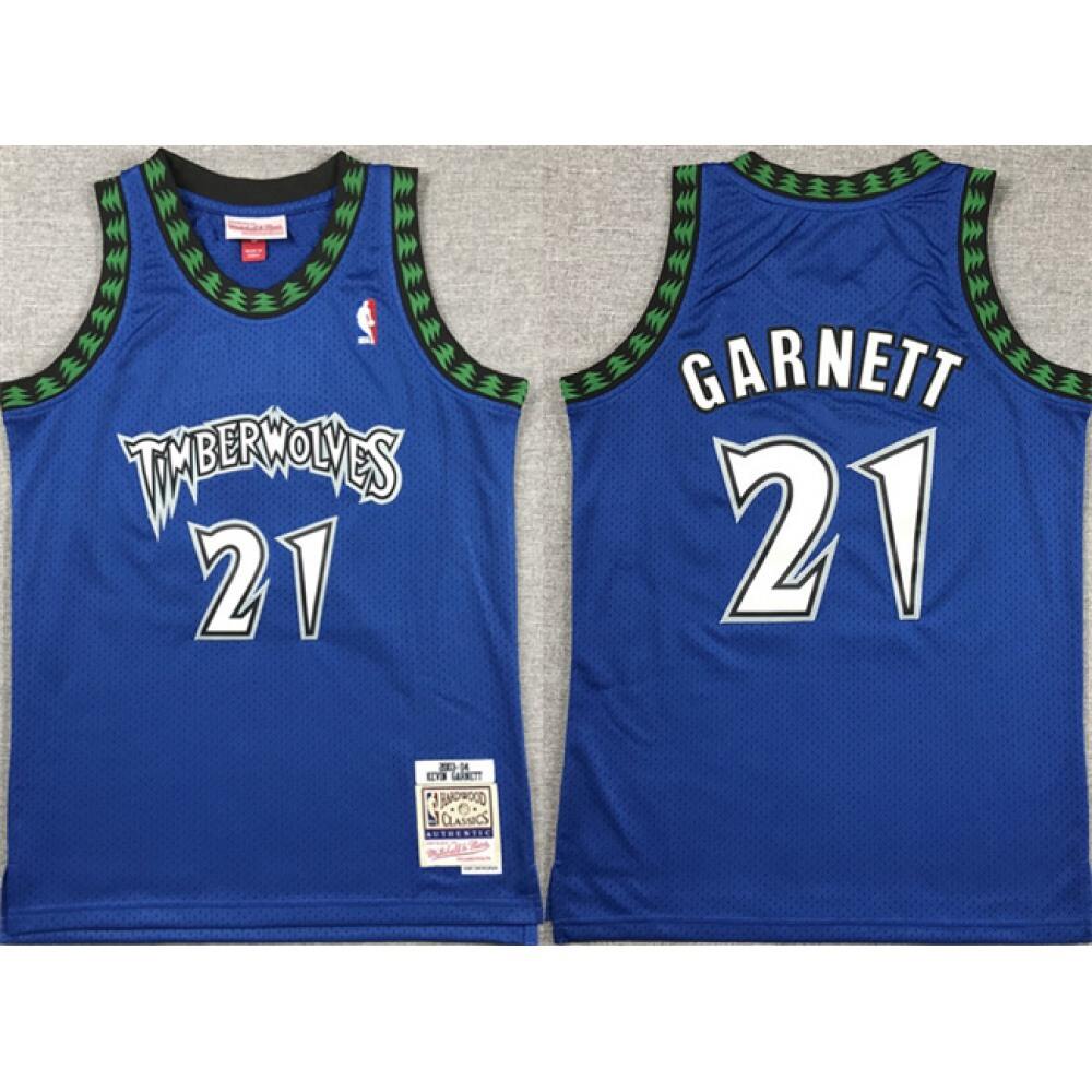 Youth Minnesota Timberwolves #21 Kevin Garnett Blue Stitched Jersey