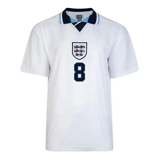 England International Team Trendy Home Soccer Jersey (Gascoigne 8) (1)