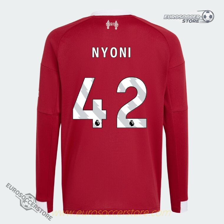 Liverpool 25-26 Home Long Sleeve NYONI 42 Football Jersey
