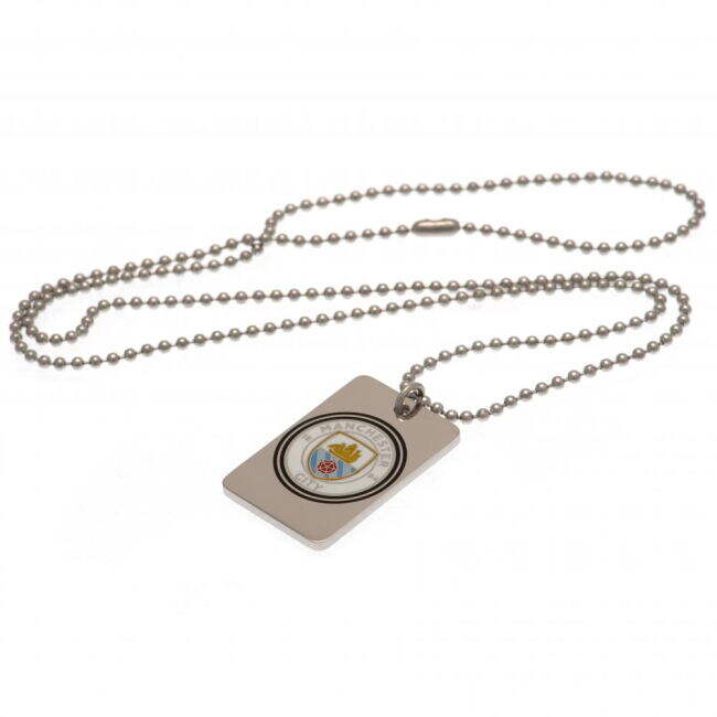 Manchester City FC Enamel Crest Dog Tag & Chain - game day