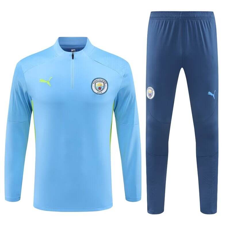 Moisture Wicking Man City Manchester City 2425 Blue Half Zipper