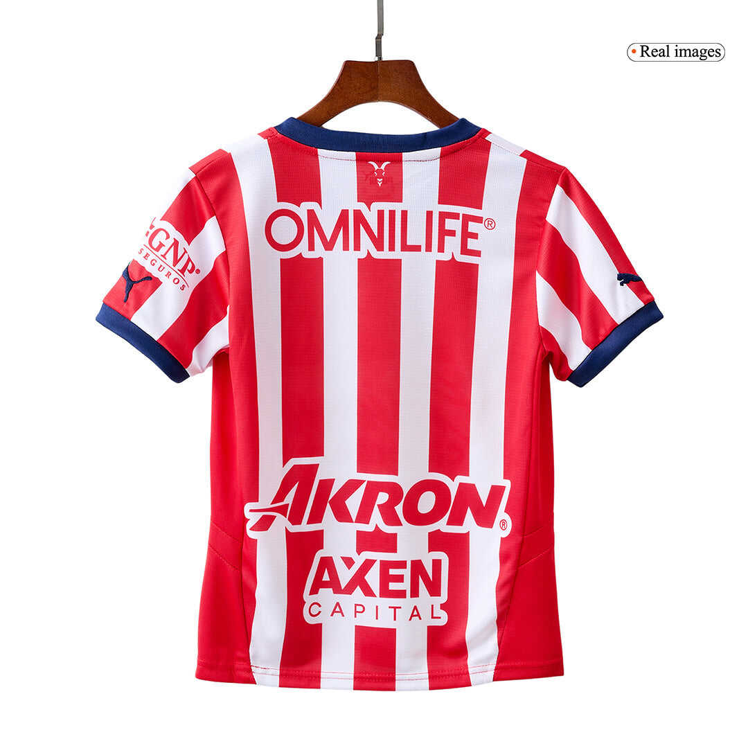 Kid's Chivas Home Soccer Jersey Kit(Jersey+Shorts) 2024/25Authentic Ki