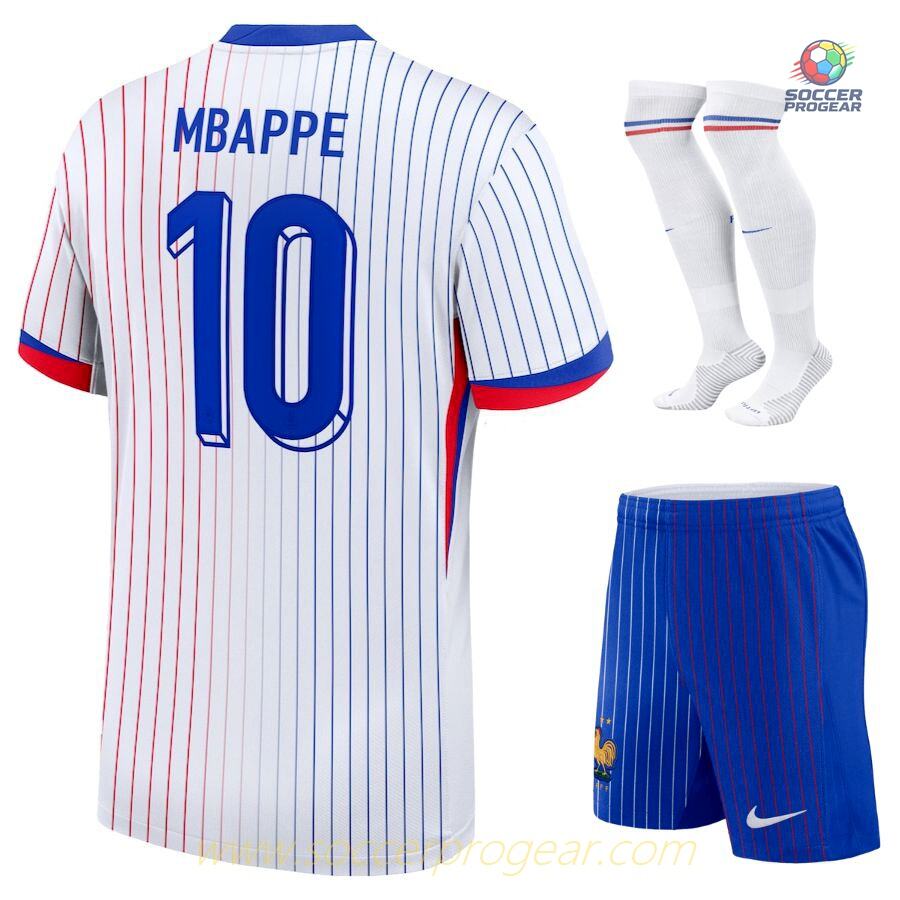 France Team Kids Soccer Uniform Football Jersey White 2024/25 Collection Mbappe