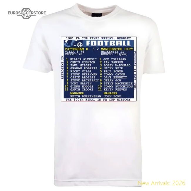 Outstanding 1981 Fa Cup Final Replay (spurs) Retrotext T-shirt 2500