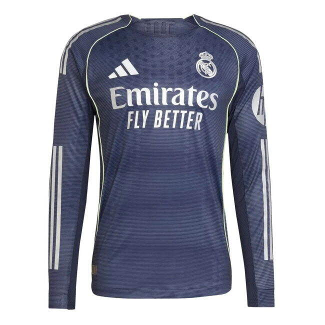 2025-2026 Real Madrid Long Sleeve Away Shirt (Mbappe 10)