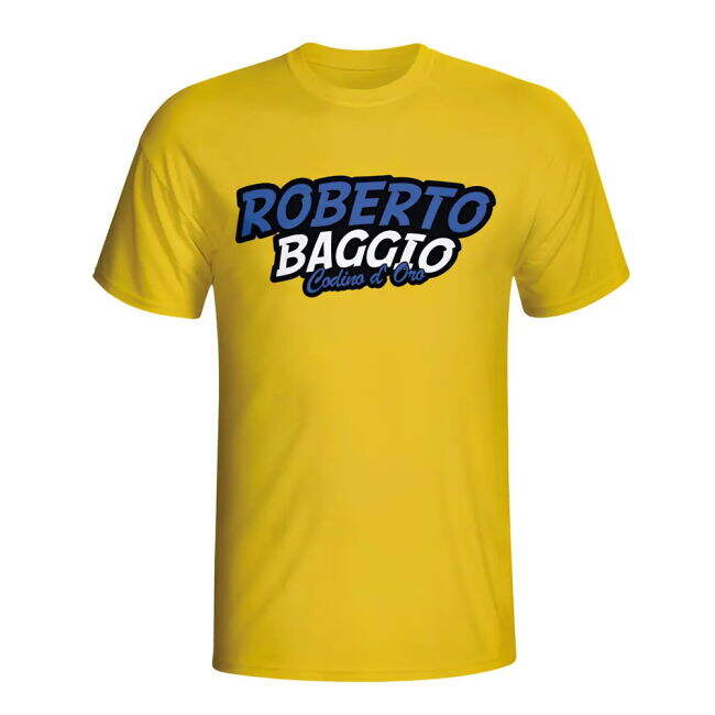 Roberto Baggio Comic Book T-Shirt (Yellow) Premium Oranje