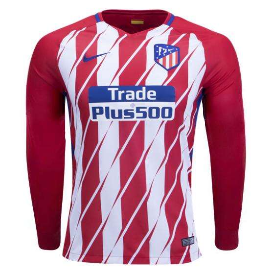 Atletico Madrid Home 201718 LS Soccer Jersey Shirt - Official Replica