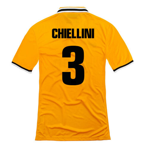 13-14 Juventus 3 Chiellini Away Yellow Jersey Shirt - Official