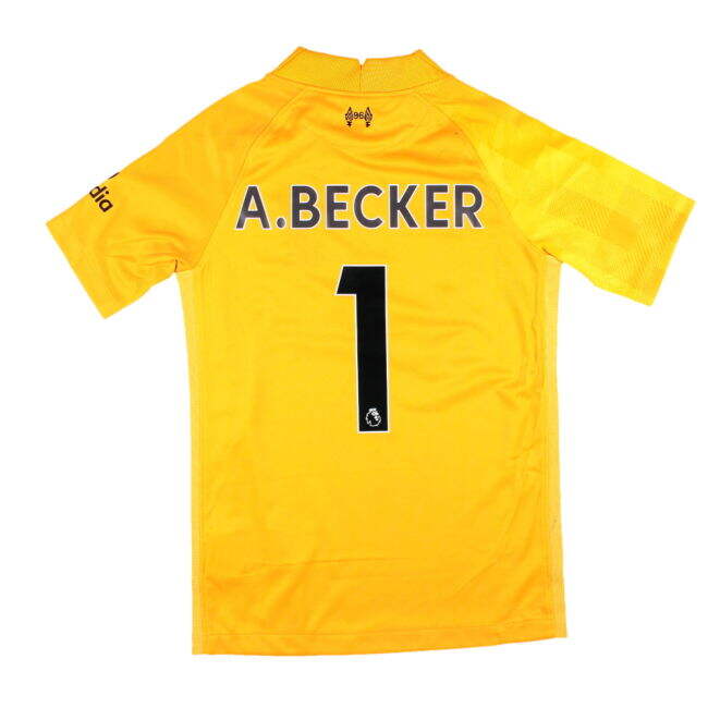 Liverpool 2021-22 Away Goalkeeper Shirt (Yellow) (Small Boys) A.Becker #1 (Excellent)