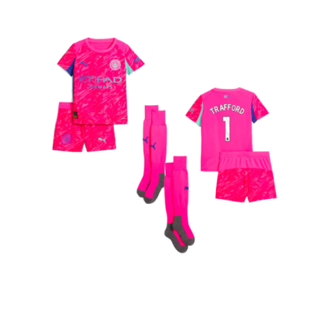 2025-2026 Man City Home Goalkeeper Mini Kit (Pink) (Trafford 1)