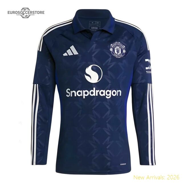 Official 2024-2025 Man Utd Long Sleeve Away Shirt - Premium Quality