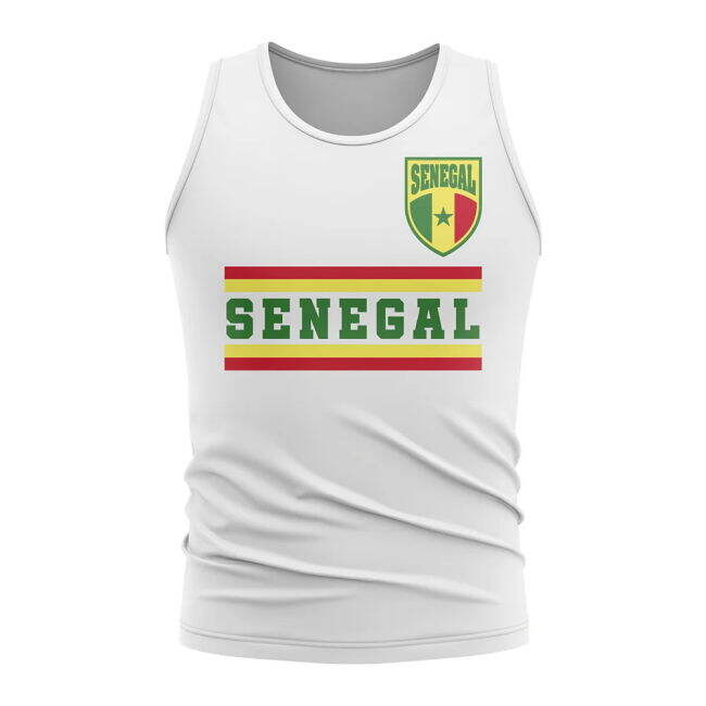 Top-Tier Senegal Core Football Country Sleeveless Tee (White)