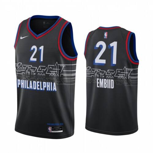 PHI #21 Joel Embiid Performance 2020 City NBA Jersey - Black Swingman