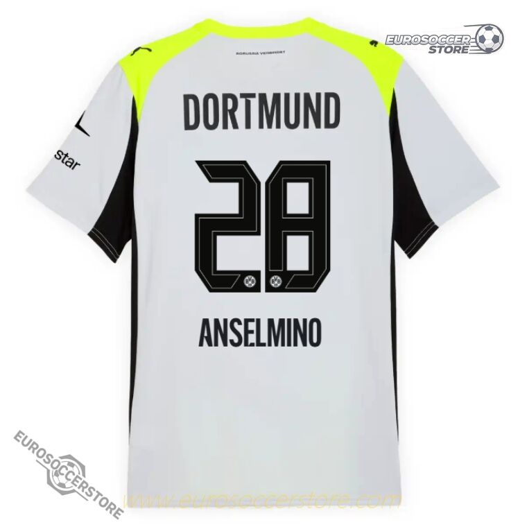 Borussia Dortmund Away ANSELMINO 28 Football Jersey 2025-2026 Season