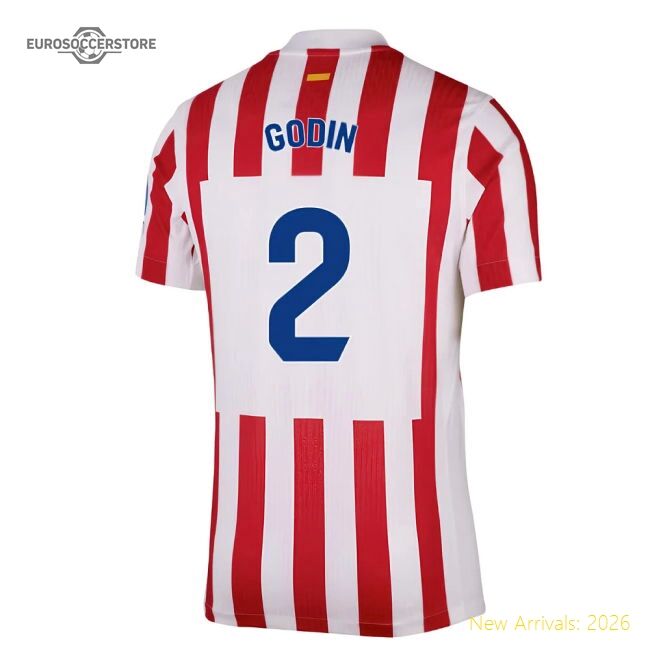 Match-Day 2025-2026 Atletico Madrid Home Authentic Shirt (Godin 2)